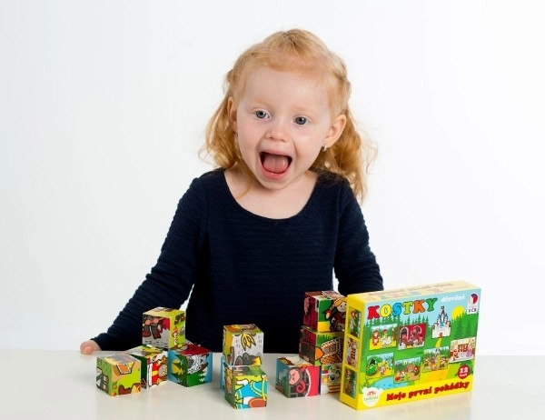 Cubes en bois Mes premiers contes de fées 12 pcs dans une boîte 17x12,5x4cm