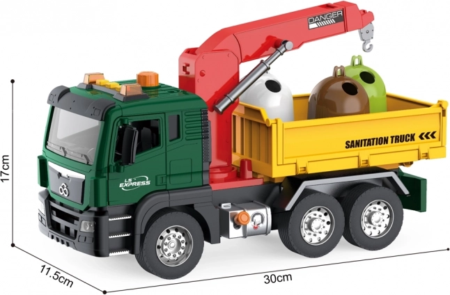 Camion-benne de Woopie avec grue pour le tri des déchets - échelle 1:10