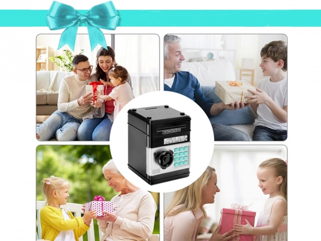 Coffre-fort tirelire électronique à code d'accès noir