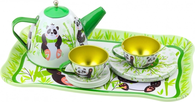 Service à thé en métal pour enfants avec motif panda 14 pièces
