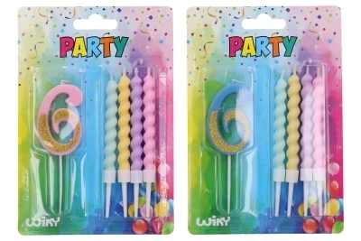 Bougie de fête chiffre 6 et 4 bougies supplémentaires