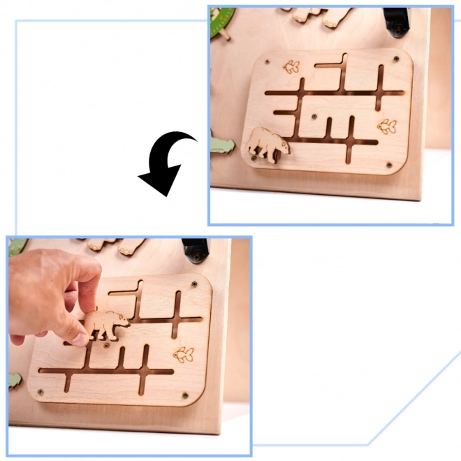 Tableau sensoriel en bois double face - ZOO
