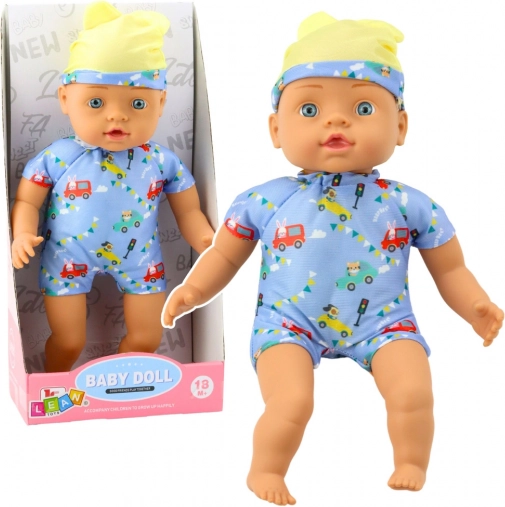 Poupée Bébé en tenue bleue avec bonnet
