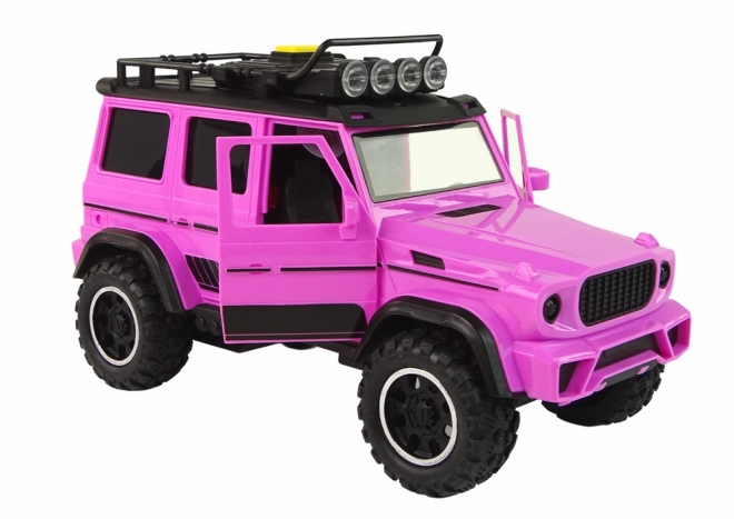 Voiture tout-terrain rose avec propulsion à friction 1:14