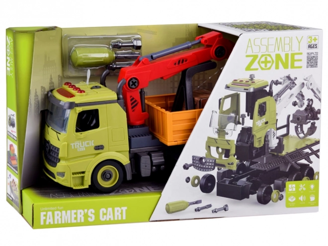Camion de construction avec grue et benne basculante