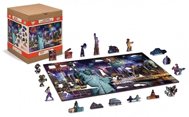 Puzzle en bois New York nocturne 2 en 1