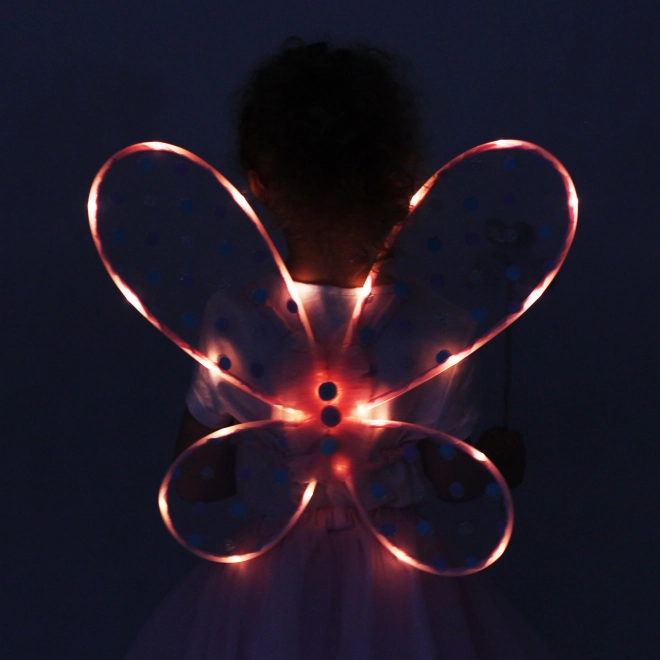 Costume enfant fée rose avec ailes lumineuses