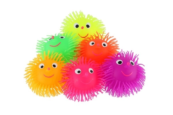 Balle en caoutchouc poilue antistress 8,5 cm avec lumière sur piles jusqu'à 6 couleurs