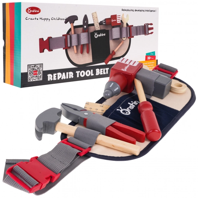 Ensemble d'outils en bois avec ceinture pour enfants 3+ Ensemble de petit bricoleur