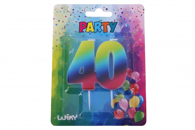 Bougie de fête numéro 40 Arc-en-ciel