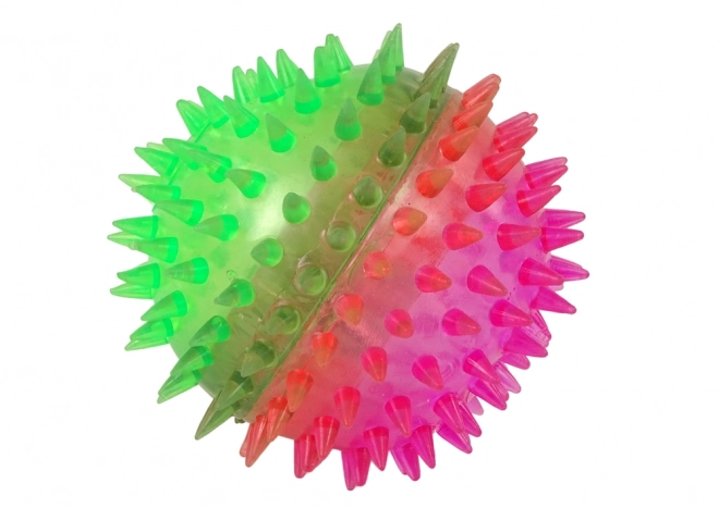 Balle transparente avec picots 8,5 cm avec couleur bicolore lumineuse HPA07