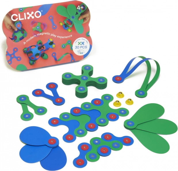 Blocs magnétiques Clixo Crew pack, vert et bleu