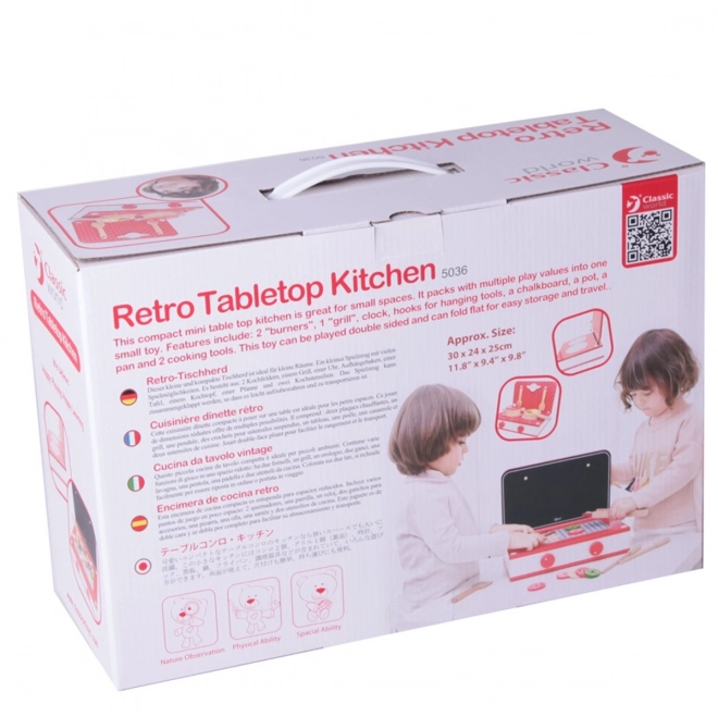 Cuisine en bois 2-en-1 avec gril et cuisinière pour enfants 22pcs