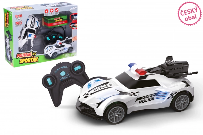 Voiture de police RC illuminée et fumante à télécommande 18 cm - Emballage français