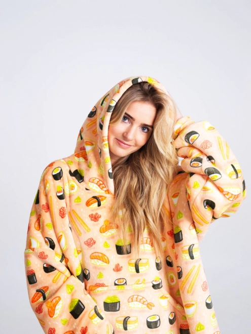Cozy Noxxiez CH351 Sushi - couverture télévisuelle chaude à capuche pour adolescents et adultes