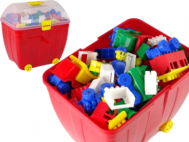 Grande valise avec cubes colorés K2, 280 pièces, rouge