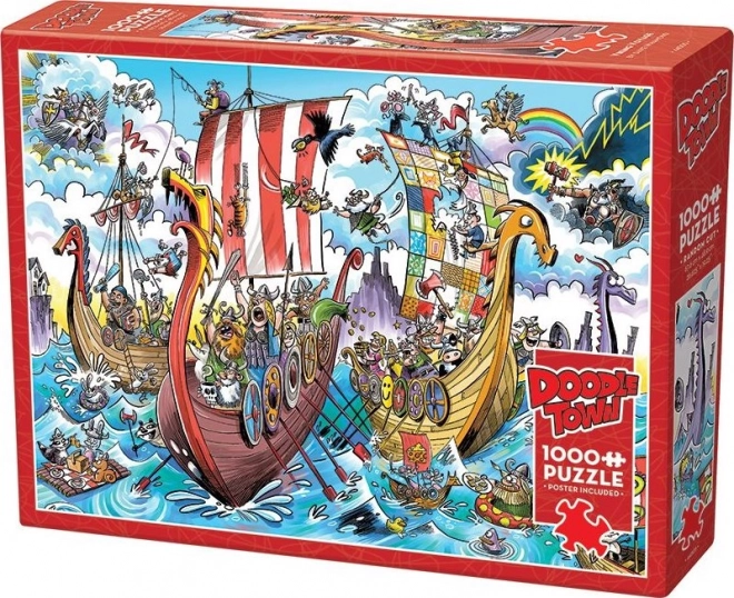 Puzzle DoodleTown : Expédition Viking 1000 pièces