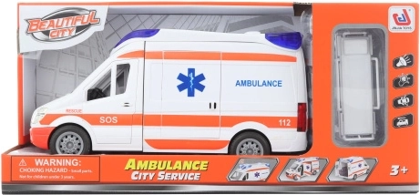 Ambulance en plastique à piles avec brancard et lumières