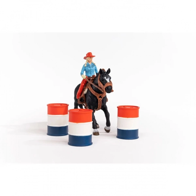 Ensemble de figurines Farm World Cowgirl et Course autour du baril