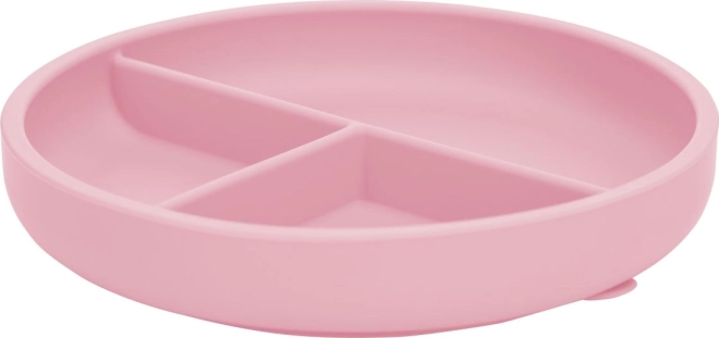 Assiette en silicone rose avec ventouse