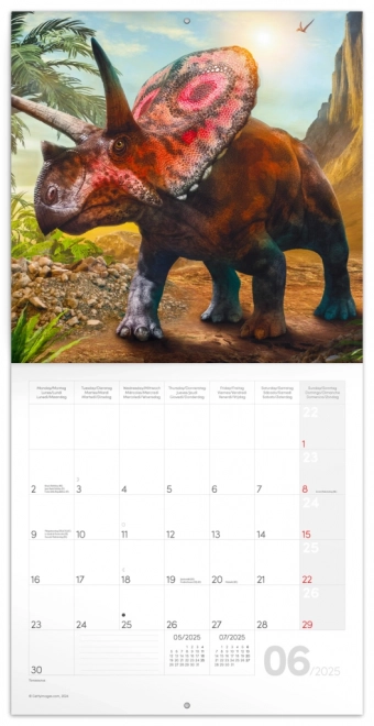 NOTIQUE Calendrier de notes Dinosaures 2025, 30 x 30 cm