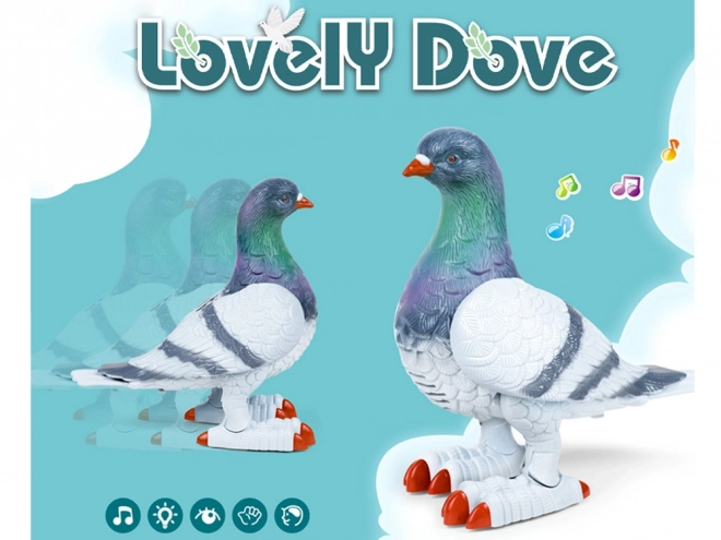 Pigeon interactif marche, s'allume et joue - jouet amusant