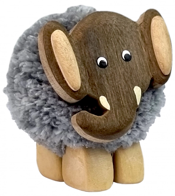 Figurine en Bois XL Pompon Éléphant pour Enfant