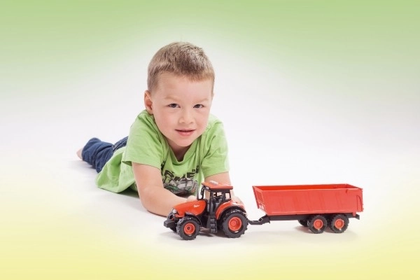Tracteur rouge Zetor avec remorque et effets sonores et lumineux - 36 cm