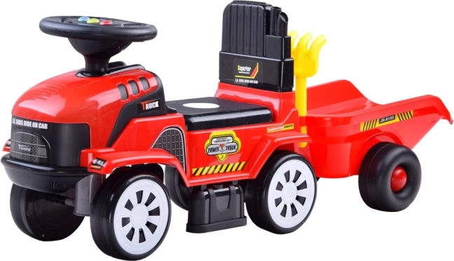 Draisienne tracteur avec remorque et mélodies pour enfants – Rouge