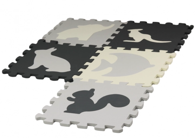 Puzzle de Měkké Tapis Contrasté en Mousse Éducative EVA Gris 28 pièces.