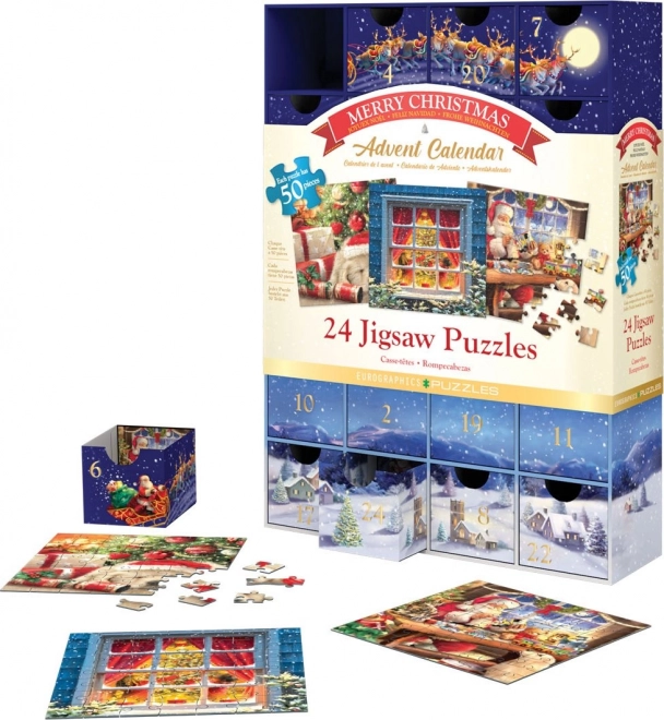 Calendrier de l'Avent avec puzzle Eurographics 24 x 50 pièces – Joyeux Noël