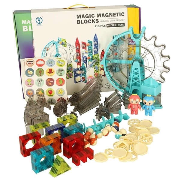 Circuit de billes en blocs magnétiques avec musique 118 pièces