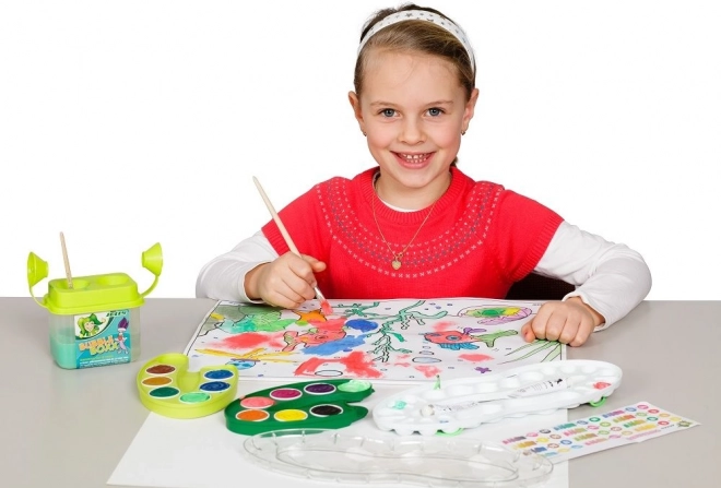 Peintures à l'eau avec palette et pinceaux pour enfants