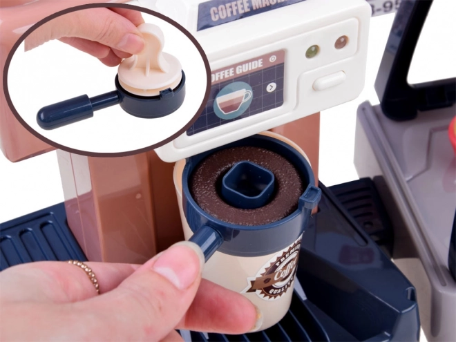 Café avec machine à café, caisse et vitrine