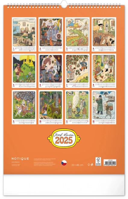Calendrier mural Josef Lada 2025, 33 × 46 cm