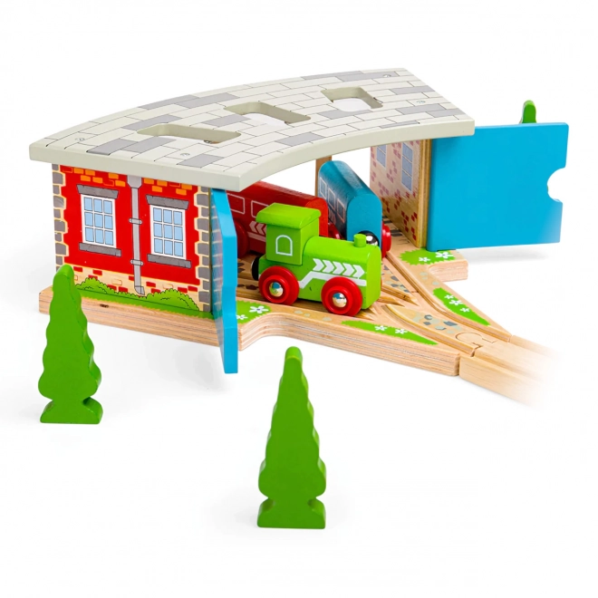Dépôt triple Bigjigs Rail avec portes