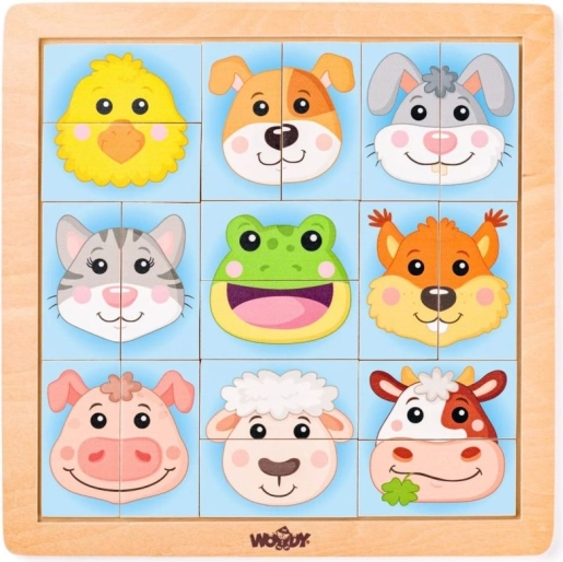 Puzzle visages colorés des animaux de la ferme