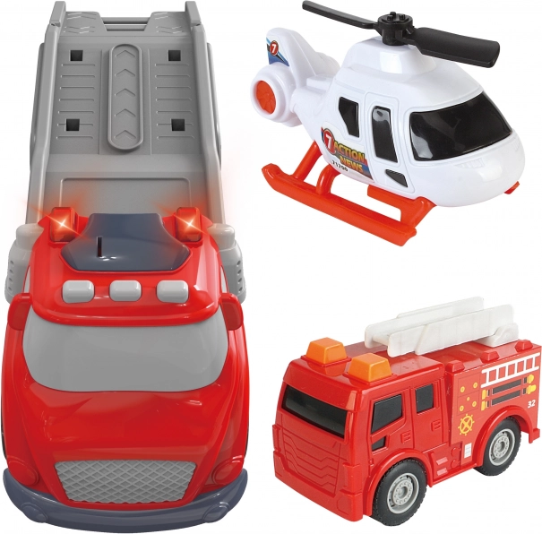 Camion de Pompiers Roux CITY TRUCK avec Effets Sonores et Lumineux