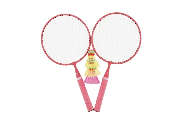 Set de badminton enfant métal/plastique 2 raquettes + 3 volants 2 couleurs dans filet 23x45x6cm