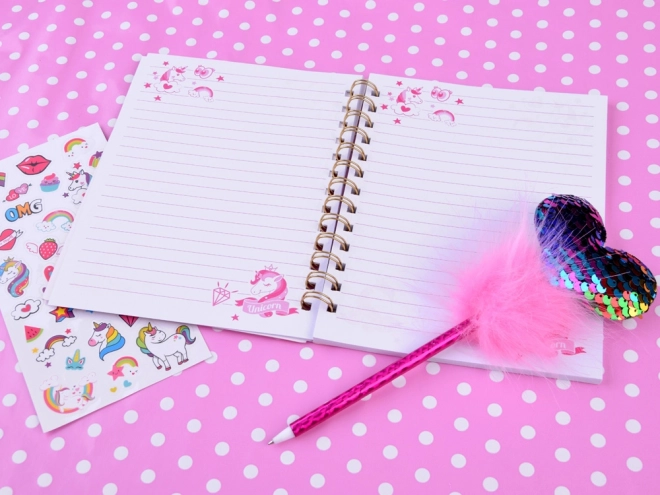 Journal secret magique de licorne avec autocollants colorés