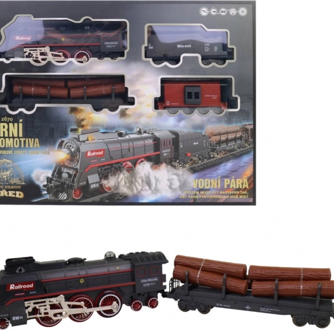 Ensemble de train à vapeur avec effet de fumée à piles