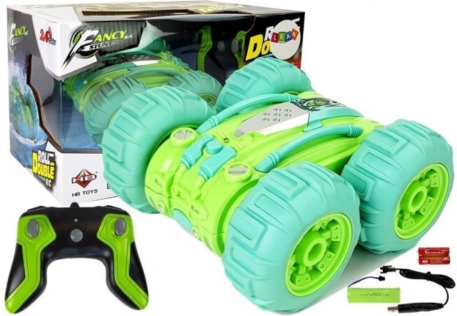 voiture cascadeuse RC amphibie réversible 1:24 verte