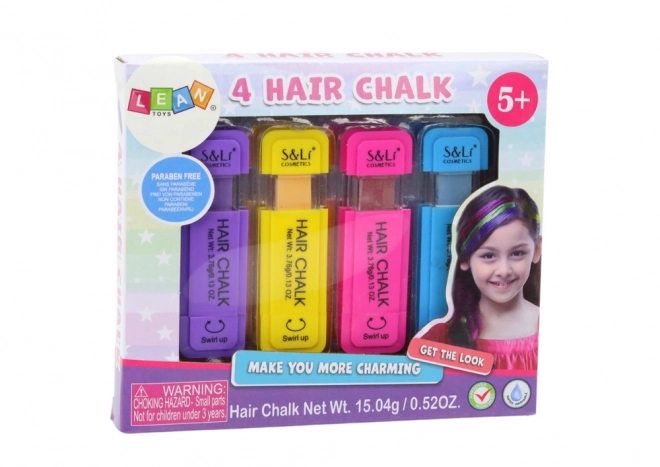 Craie pour colorer les cheveux 4 pièces colorées