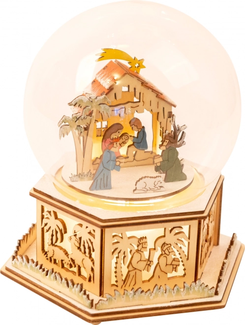 Boule à neige en Bois de Modèle Crèche avec Boîte à Musique