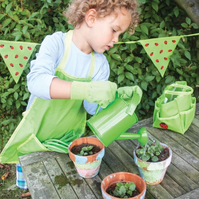 Bigjigs Toys Ensemble d'outils de jardinage dans un sac en toile vert