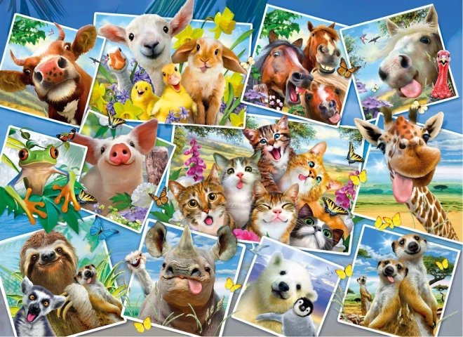 Puzzle en bois avec figurines - carte postale avec animaux
