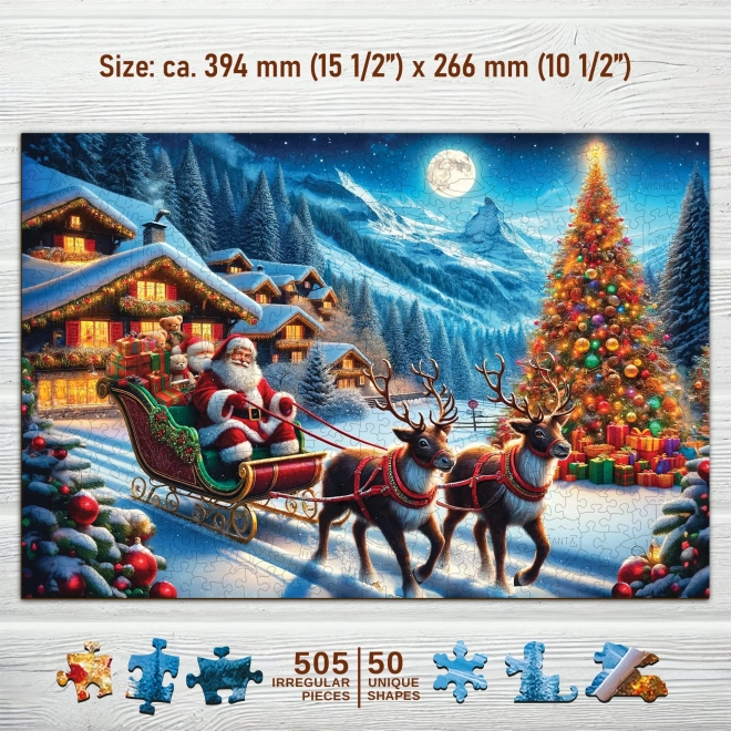 Puzzle en bois de traîneau du Père Noël 505 pièces