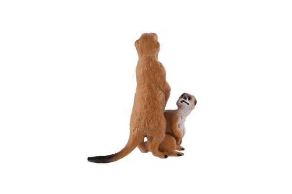 Figurine décorative Suricate avec petit - plastique, marron clair, 8cm