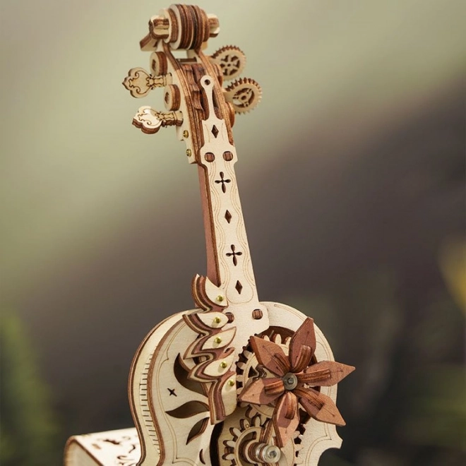 Casse-tête mécanique en bois RoboTime Violoncelle Magique (moteur électrique)