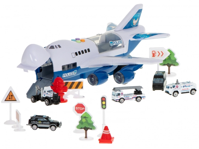 Avion cargo de police avec voitures